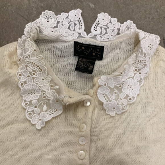 Vintage le chateau wool angora lace Peter Pan collar sweater - Picture 2 of 4